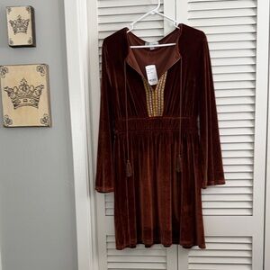 Velvet bohemian long sleeve dress